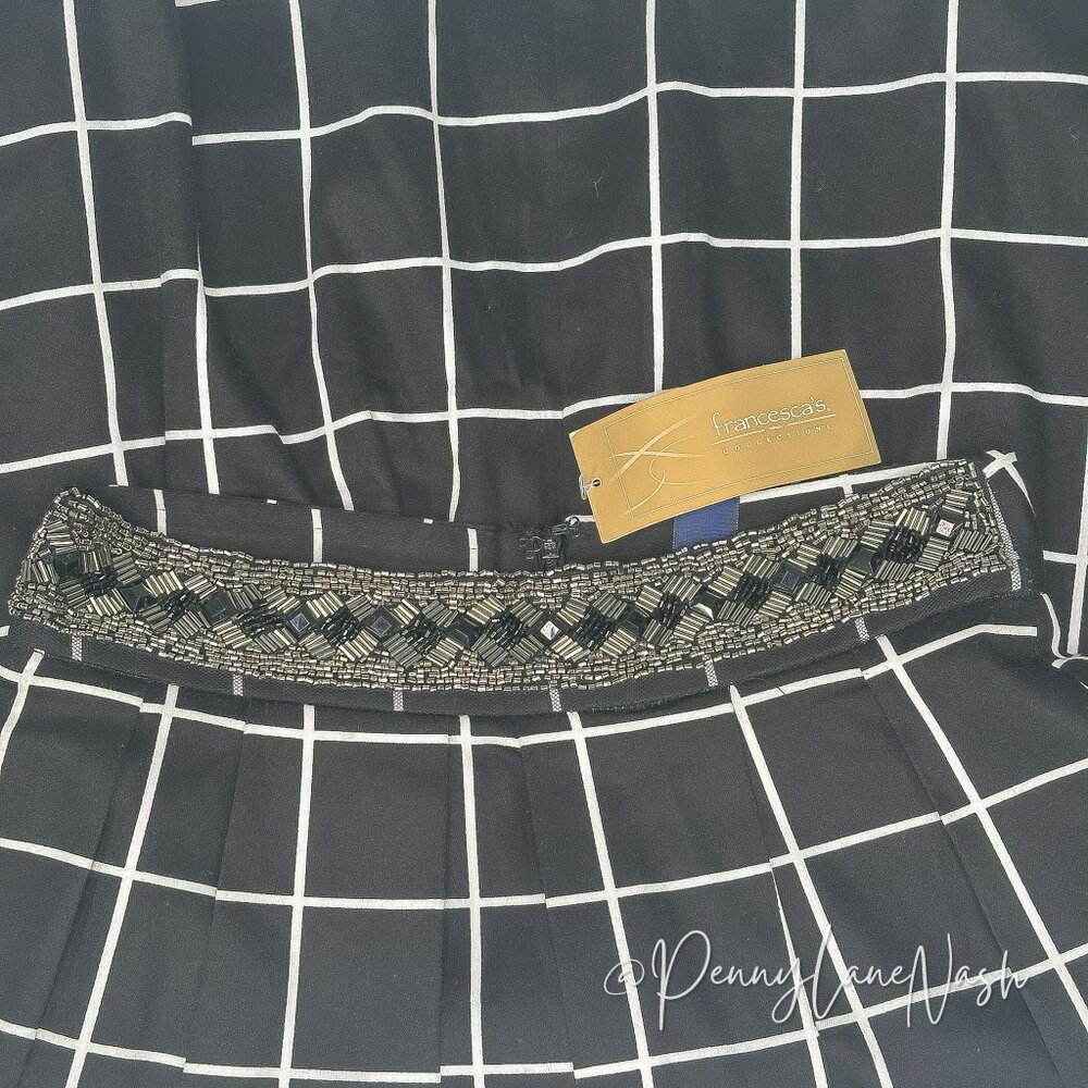 NWT Blue Rain Embellished Windowpane Skirt Size Small Black - Picture 13 of 13